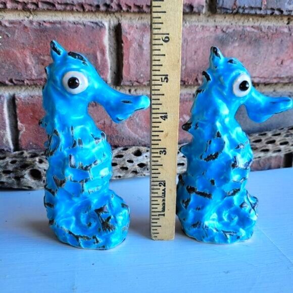 Vintage MCM Rare Studio Pottery Anthropomorphic Seahorse Figurines - Kitschy - Picture 5 of 15